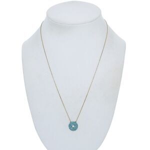 Vintage Sterling Silver Gold Tone Blue Cubic Zirconia Evil Eye Necklace 16-18"